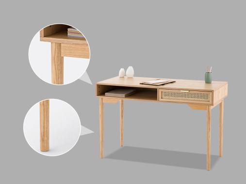 عکس میز تحریر چوبی مینیمال حصیری M554