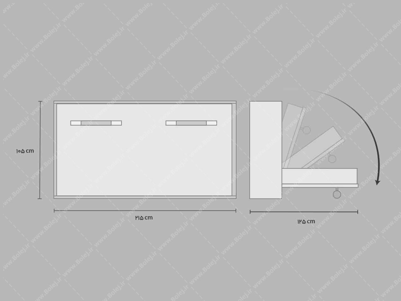 تخت خواب تاشو یک نفره افقی KN15