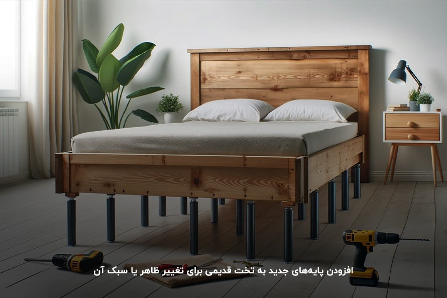 افزودن پایه‌های جدید به تخت؛ تغییر سبک تخت خواب قدیمی