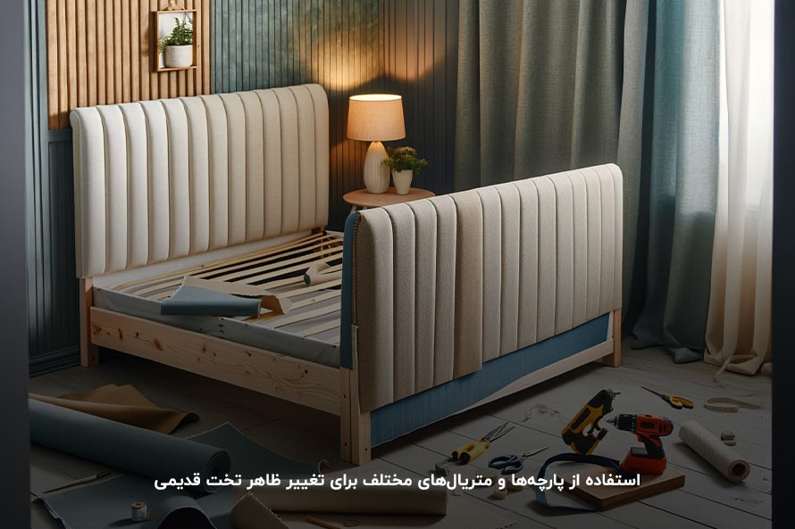 استفاده از پارچه‌ها و متریال‌های جدید؛ روش خلاقانه برای تبدیل تخت قدیمی به جدید