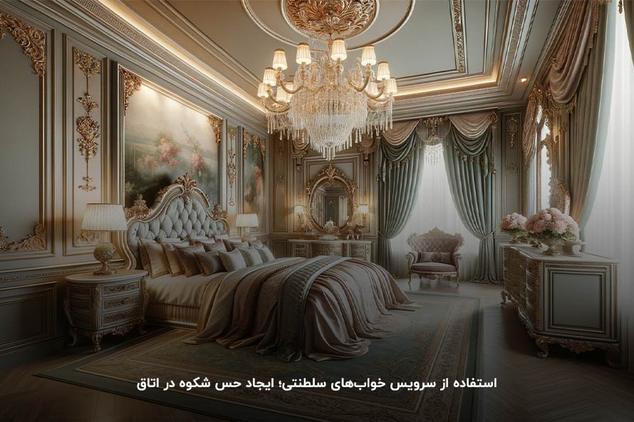 سرویس‌ خواب‌های سلطنتی در دکور اتاق؛ ایجاد حس شکوه و عظمت