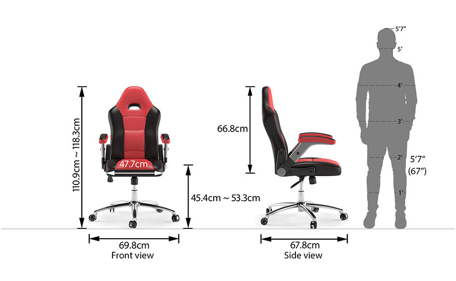 ابعاد استاندارد صندلی ارگونومیک به اینچ