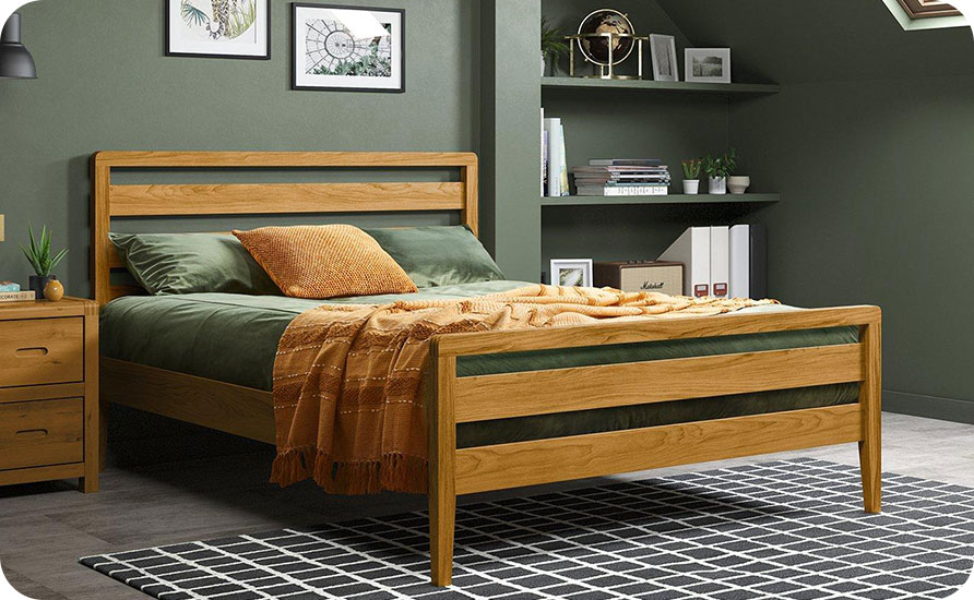 تخت خواب چوبی قهوه ای روشن 