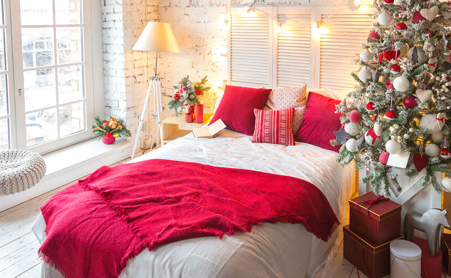 چیدمان آسان اتاق خواب برای کریسمس