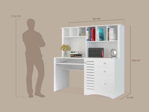 عکس میز تحریر کتابخانه دار بزرگ ساده و سفید M280