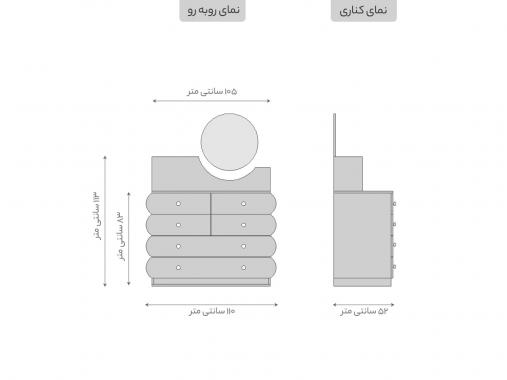 عکس میز آرایشی 6 کشو با آینه گرد TM 114