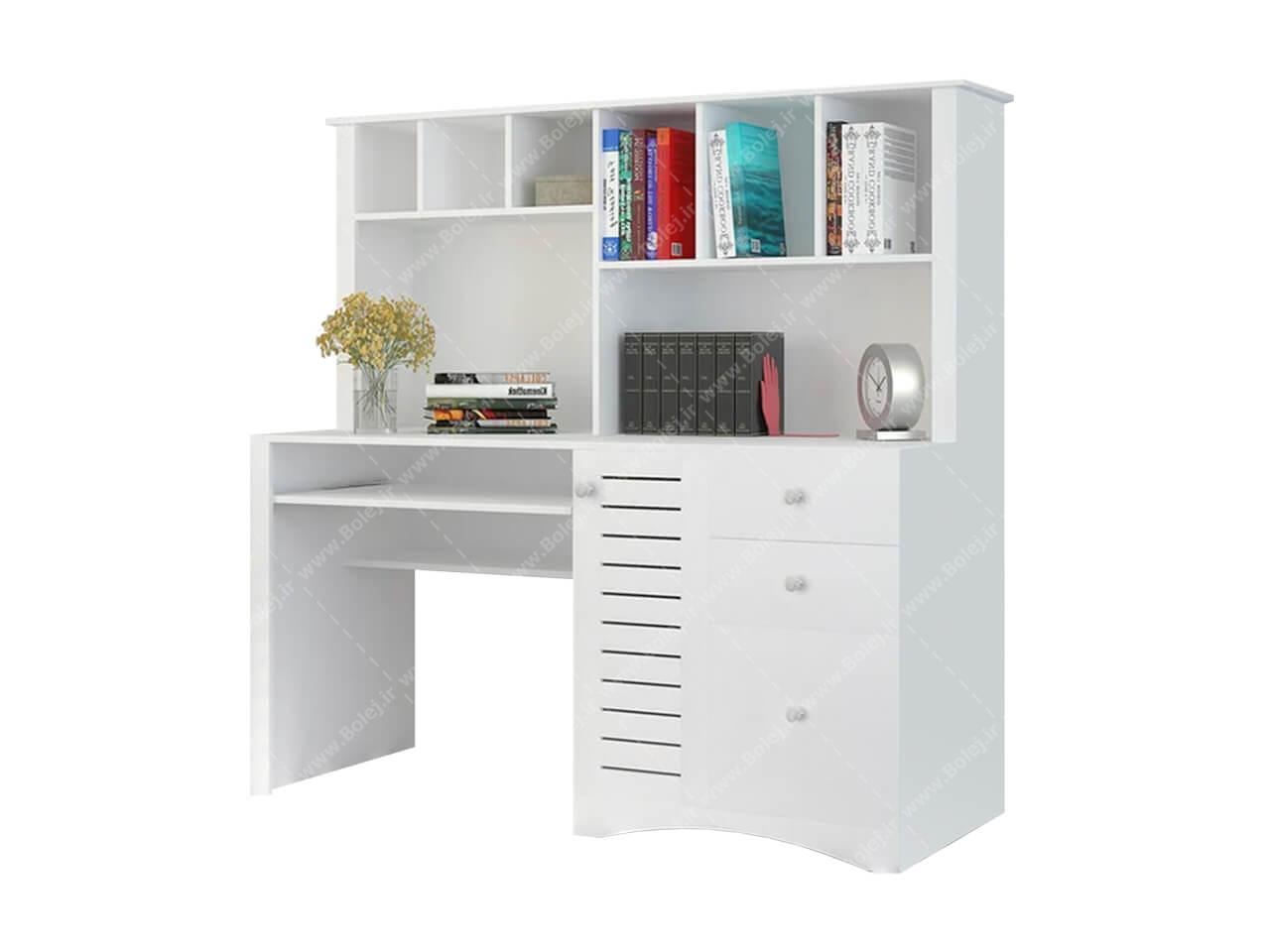 عکس میز تحریر کتابخانه دار بزرگ ساده و سفید M280