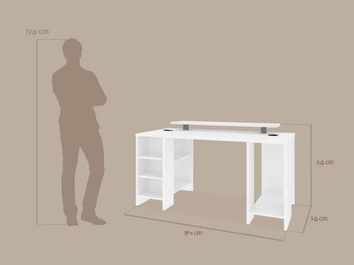 عکس میز کامپیوتر گیمینگ سفید ساده حرفه ای MC59