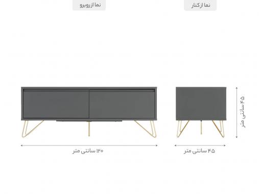 میز تلویزیون پایه فلزی طلایی عرض 120 مدل TF 152