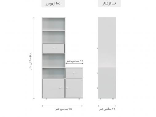 عکس میز تحریر کتابخانه دار سفید و شیک متحرک SMB336